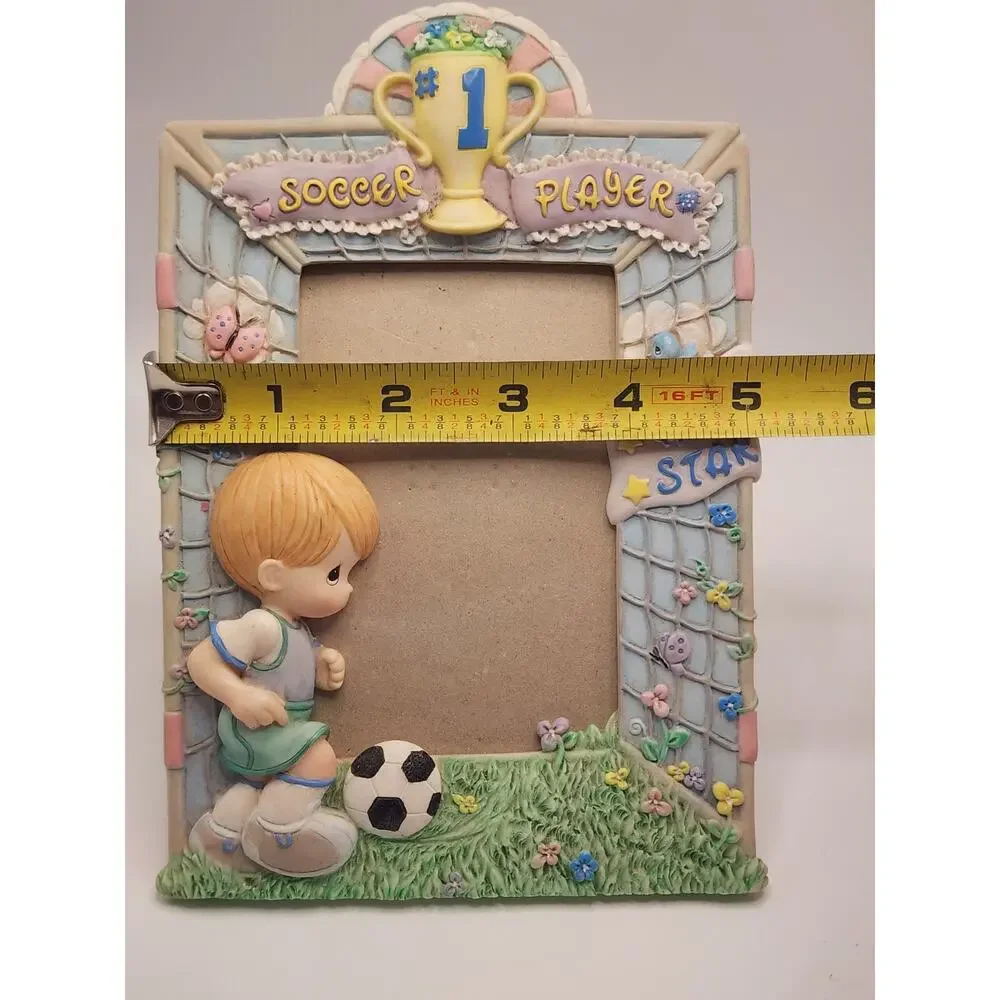 Precious Moments Porcelain #1 Boy Soccer Player Photo Frame All Star Kids Sport